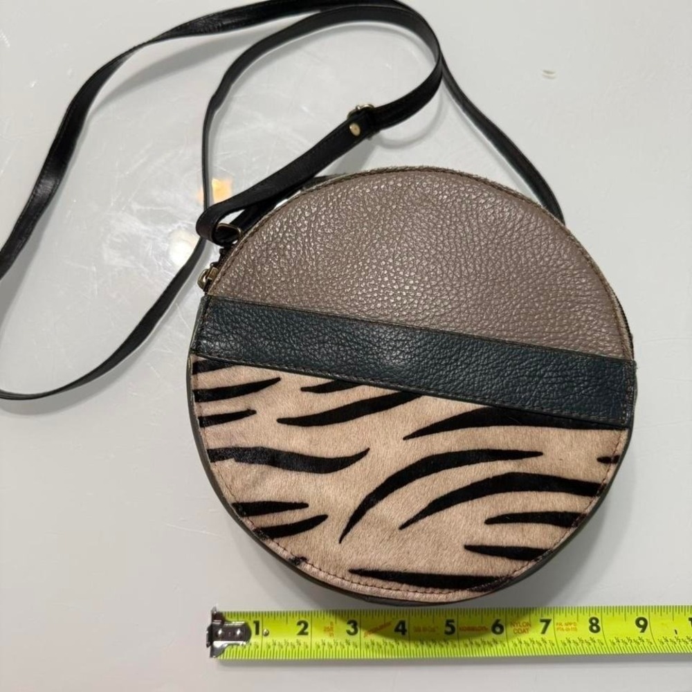 Soruka brown leather crossbody bag with‎ zebra print #leather #crossbody